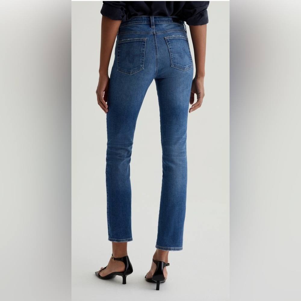 AG Adriano Goldschmied Mari High-Rise Slim Straight Jeans Oceanside Blue 32R - Picture 2 of 9